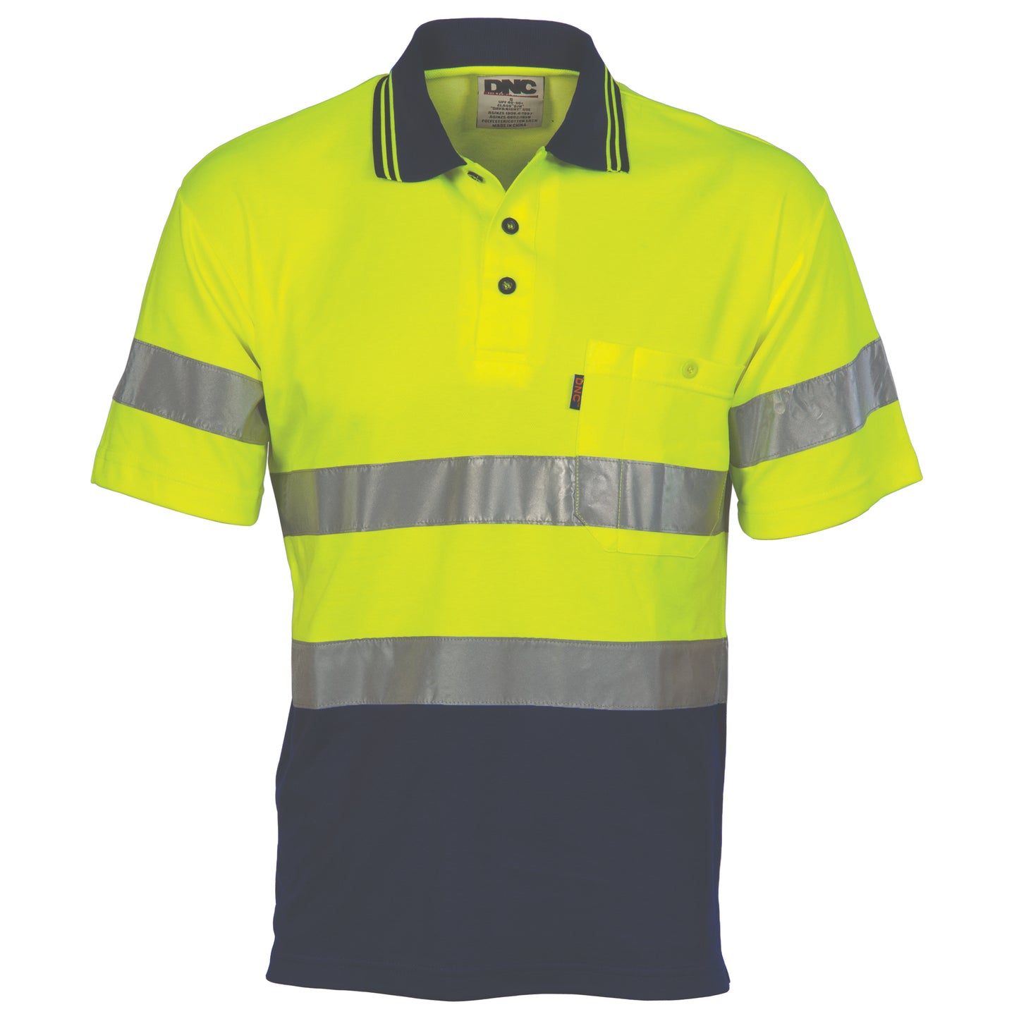 DNC Taped HiVis 2-Tone Cotton Back Short Sleeve Polo - 3717 - DNC Workwear Shop