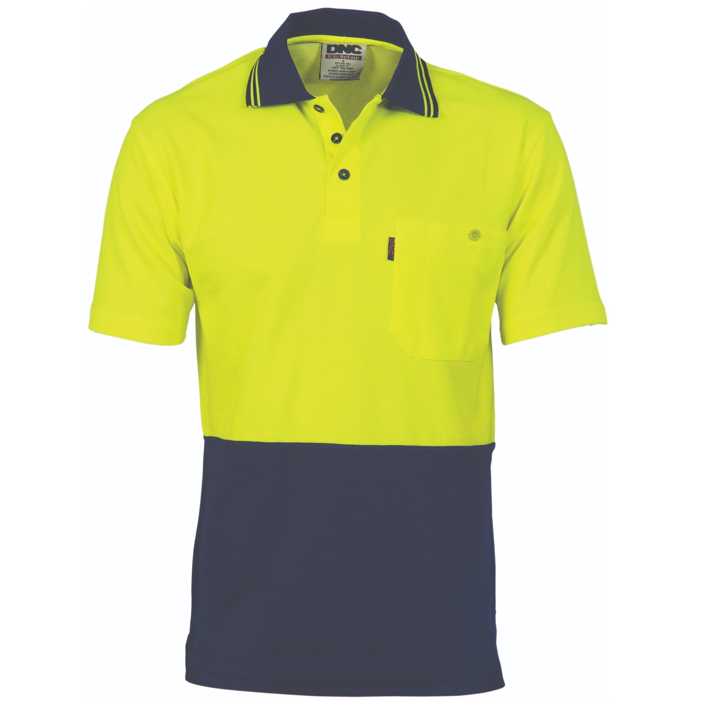 DNC HiVis 2-Tone Cotton Back Fluoro Short Sleeve Polo - 3814 - DNC Workwear Shop