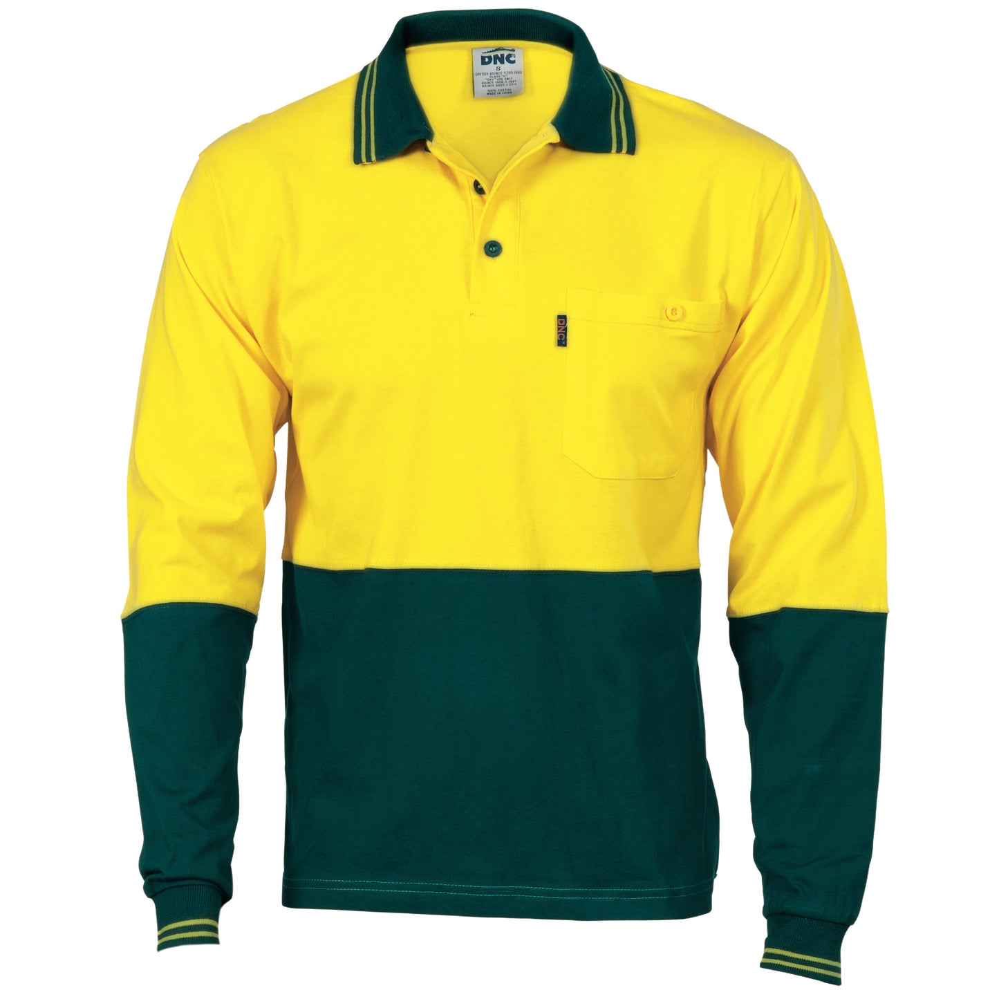 DNC HiVis Cotton Jersey Long Sleeve Polo- 3846 - DNC Workwear Shop