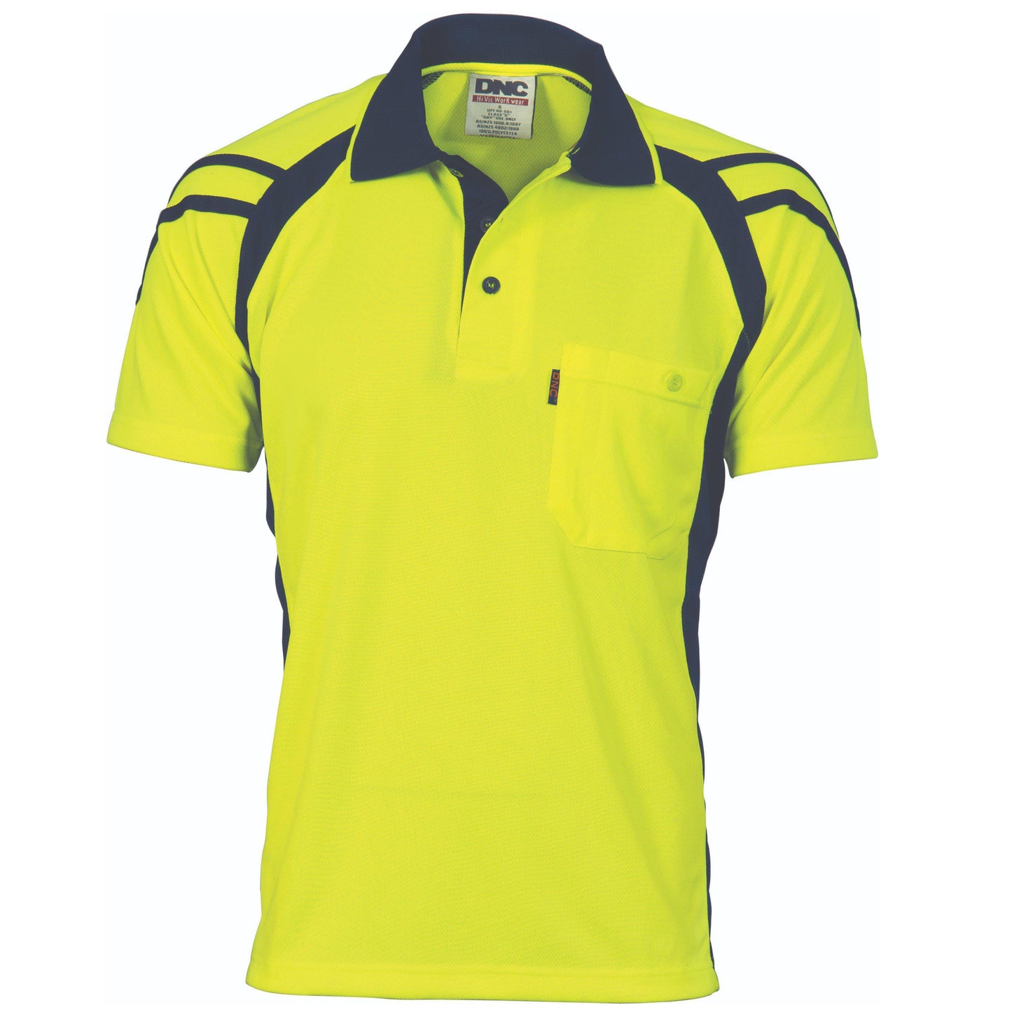 DNC HiVis Cool-Breathe Stripe Panel Short Sleeve Polo - 3979 - DNC Workwear Shop