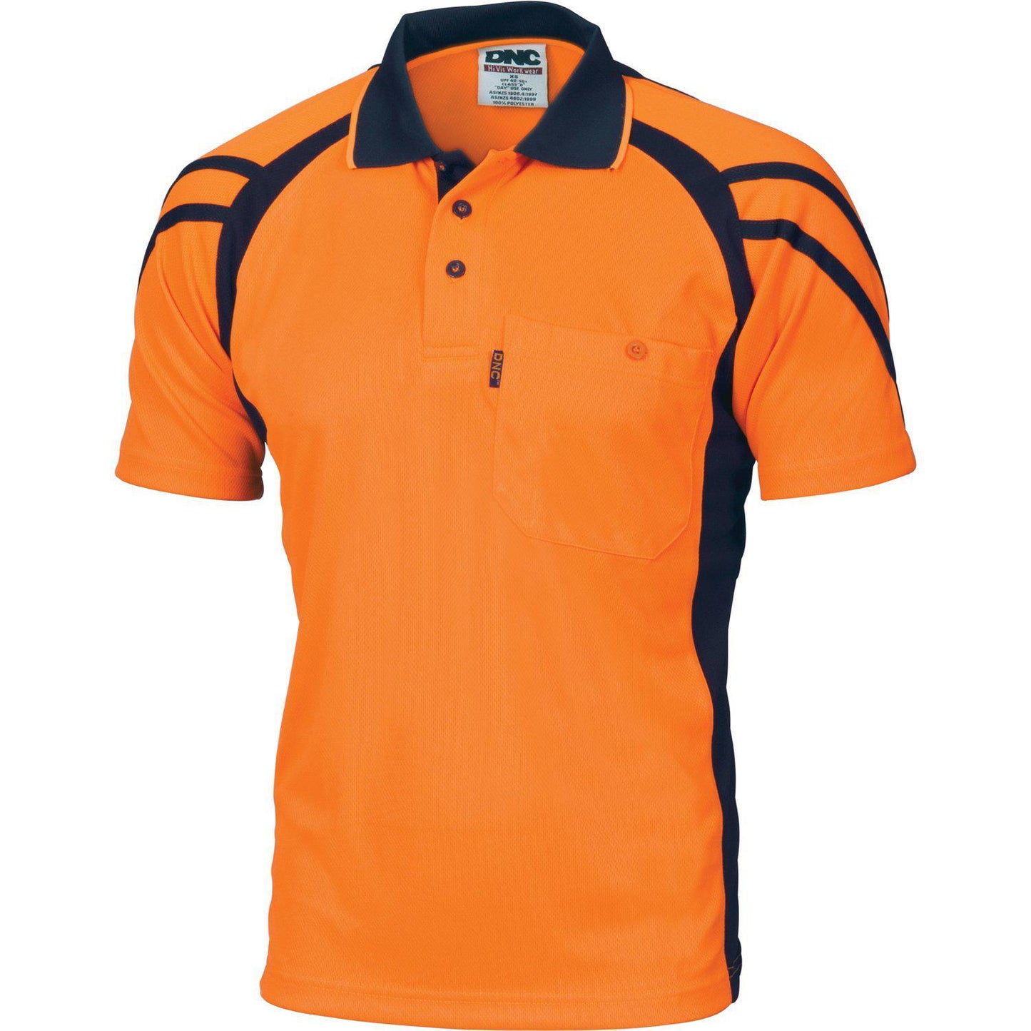 DNC HiVis Cool-Breathe Stripe Panel Short Sleeve Polo - 3979 - DNC Workwear Shop