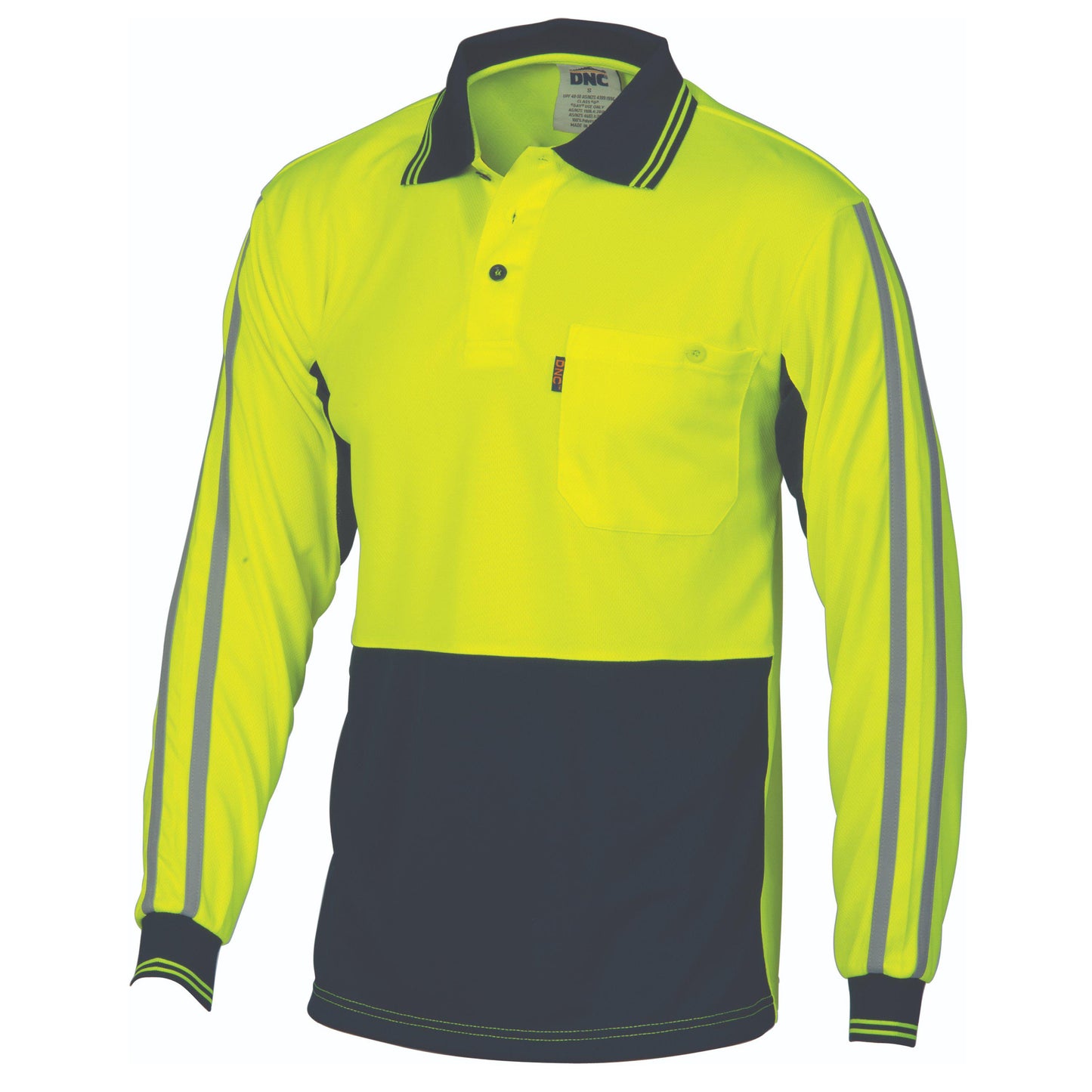 DNC HiVis Cool-Breathe Stripe long Sleeve Polo - 3756 - DNC Workwear Shop