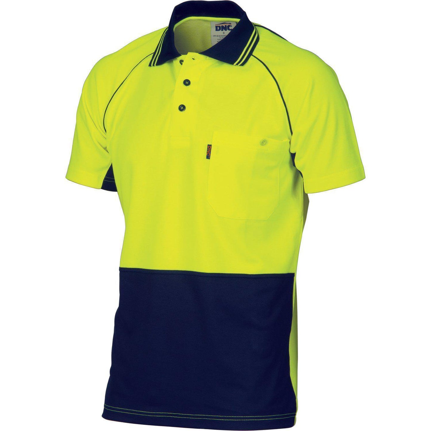 DNC HiVis Cotton Back Cool-Breeze Short Sleeve Contrast Polo - 3719 - DNC Workwear Shop