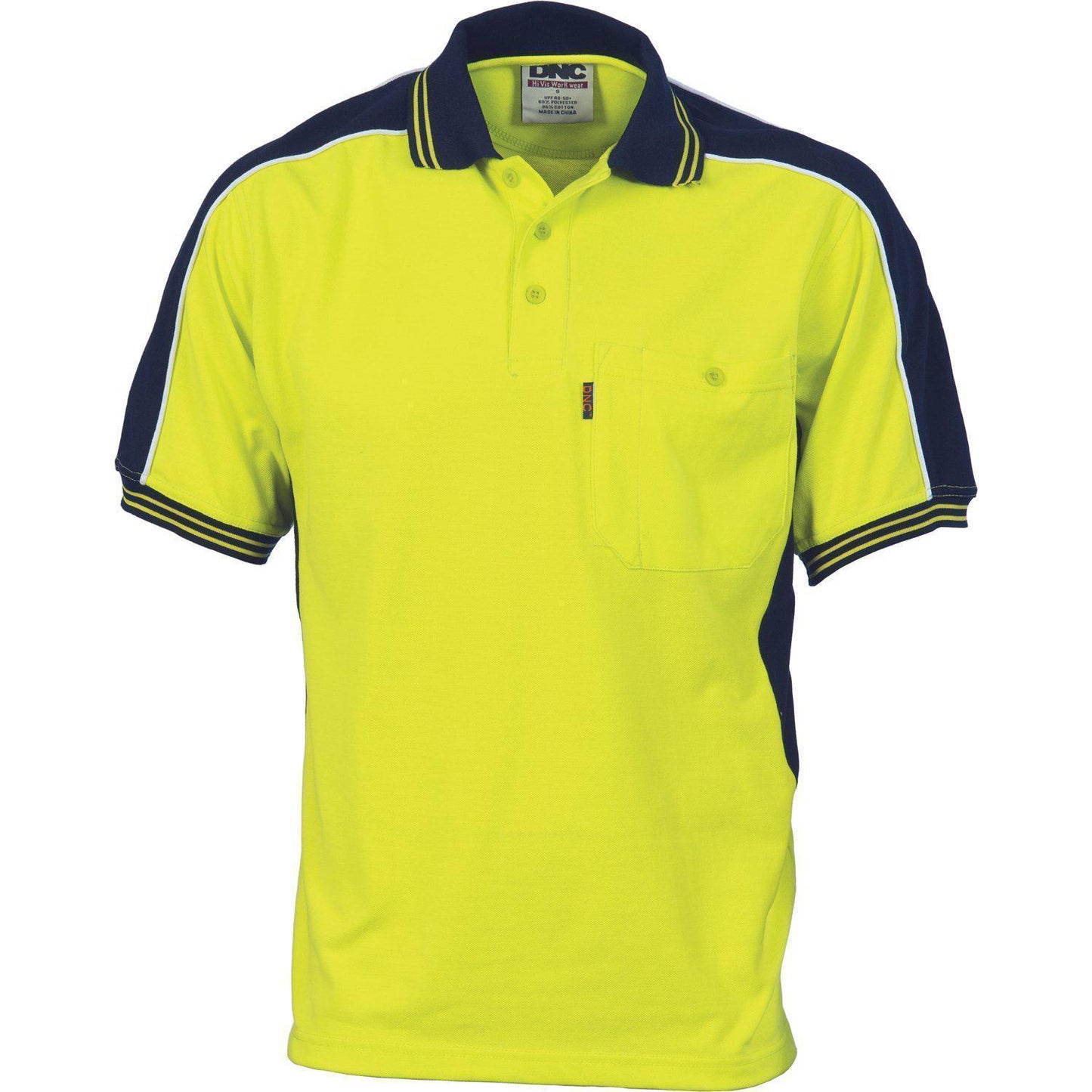 DNC Polyester Cotton Contrast Panel Short Sleeve Polo - 3895 - DNC Workwear Shop