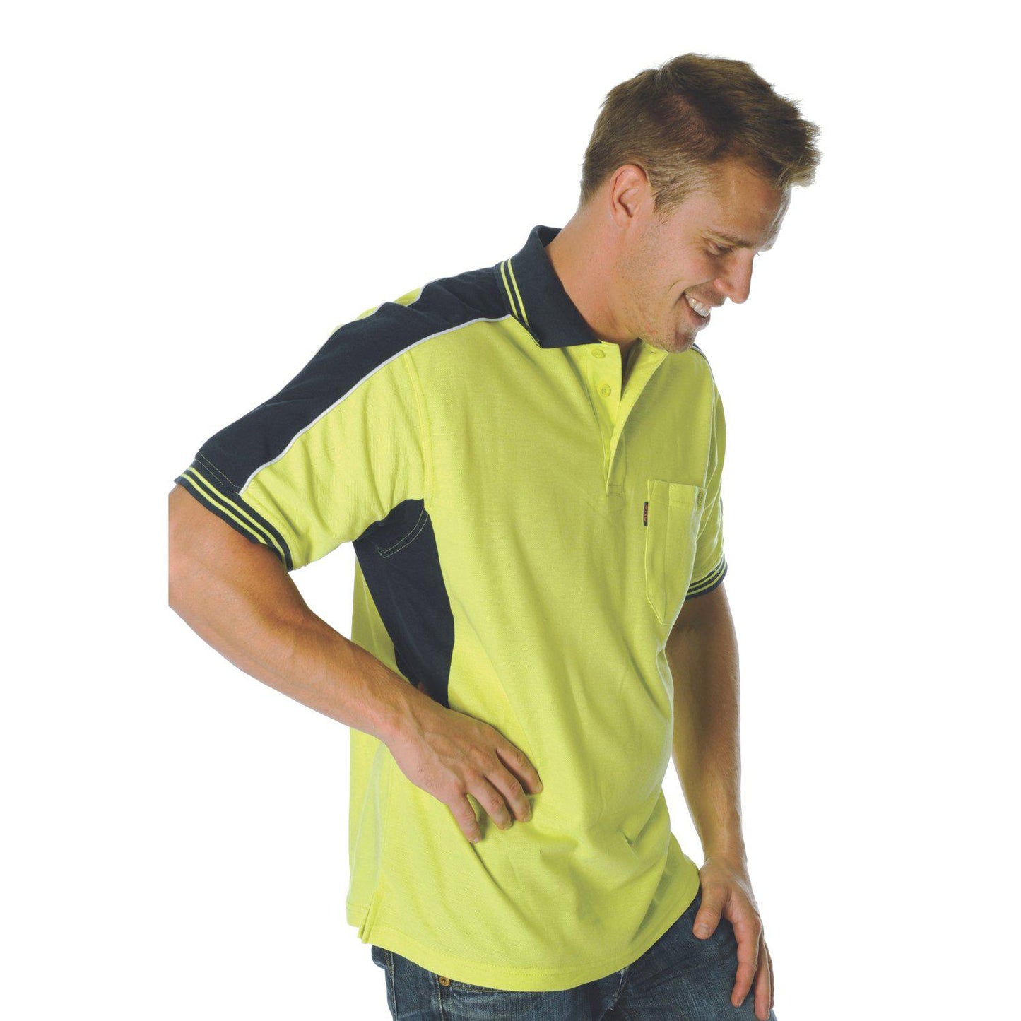 DNC Polyester Cotton Contrast Panel Short Sleeve Polo - 3895 - DNC Workwear Shop