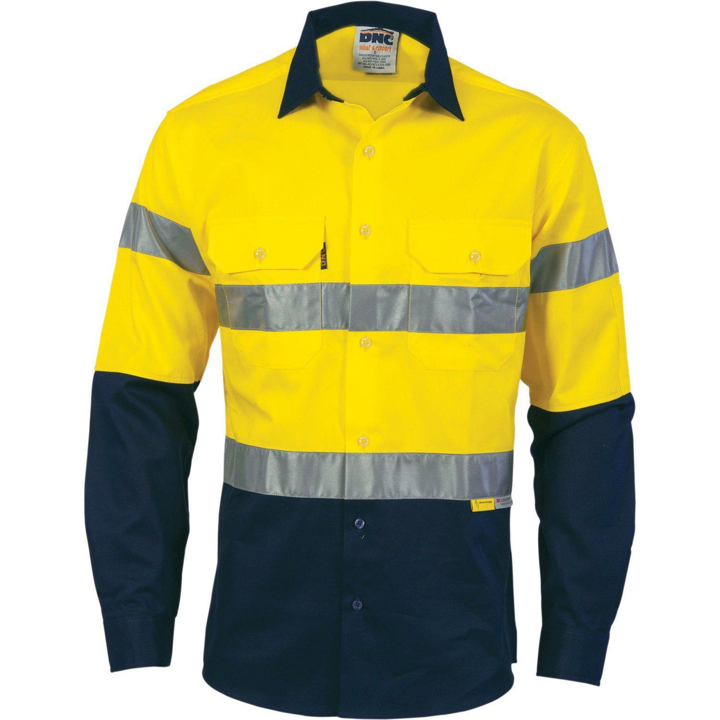 DNC Taped HiVis 2-Tone Light Weight Long Sleeve Cotton Shirt - 3886 - DNC Workwear Shop