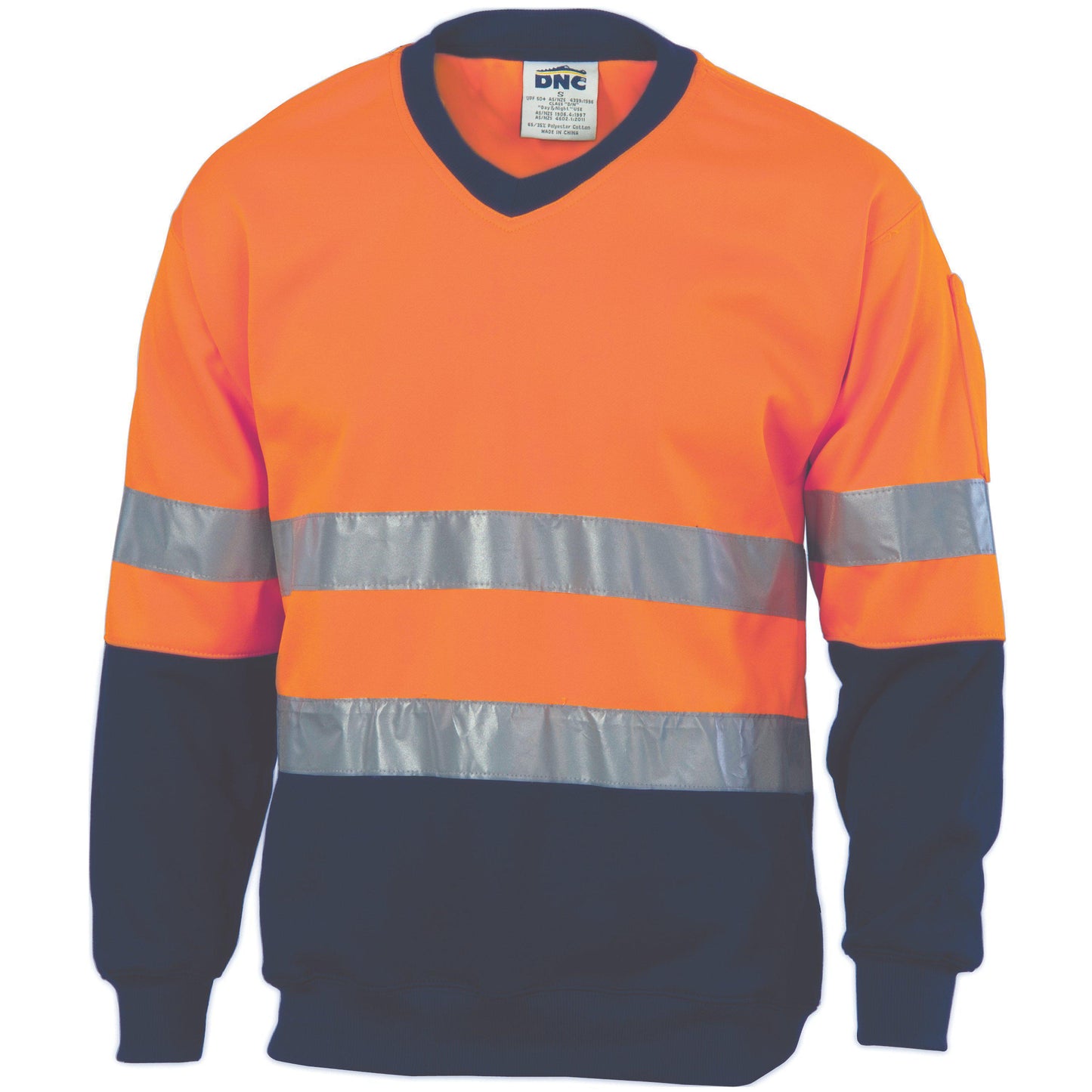DNC Taped HiVis 2-Tone V-Neck Sweatshirt - 3921 - DNC Workwear Shop