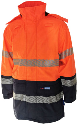 DNC Taped HiVis Flame Retardant & Arc Rated Rain Jacket - 3467 - DNC Workwear Shop