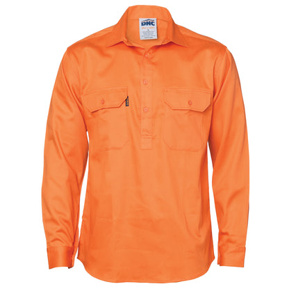 DNC Close Front Long Sleeve Cotton Drill Shirt - 3204 - DNC Workwear Shop