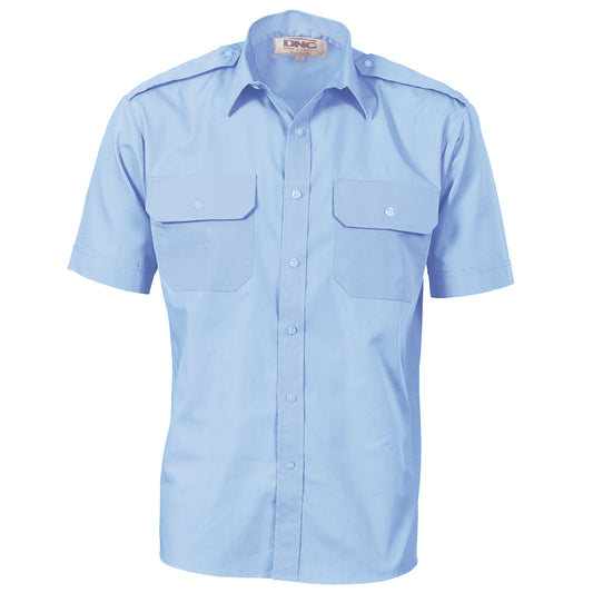 DNC Epaulette Polyester/Cotton Short Sleeve Work Shirt - 3213 - DNC Workwear Shop