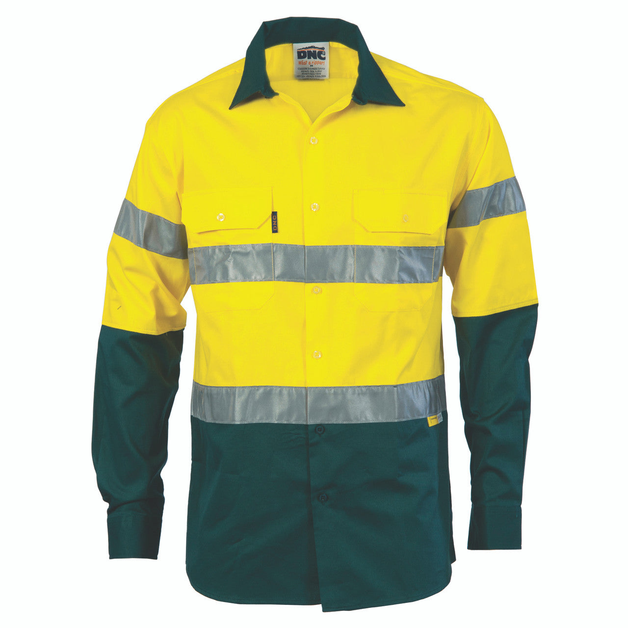 DNC Taped HiVis 2-Tone Long Sleeve Drill Shirt - 3536 - DNC Workwear Shop