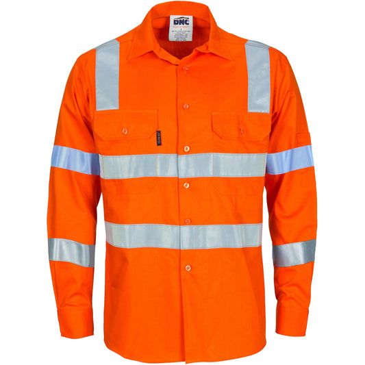 DNC Taped HiVis Light Weight Vic Rail Cotton Shirt - 3743 - DNC Workwear Shop