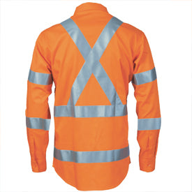 DNC HiVis L/W Bio-motion Shoulder Stripe & "X" Back Shirt - 3744 - DNC Workwear Shop