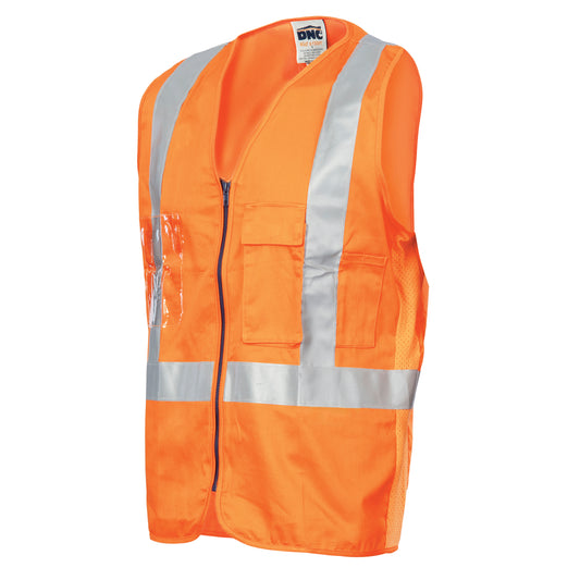 DNC Taped HiVis X-Back Cotton Safety Vest - 3810 - DNC Workwear Shop