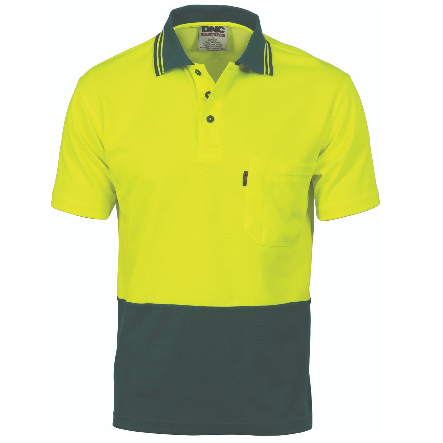 DNC HiVis 2-Tone Cotton Back Fluoro Short Sleeve Polo - 3814 - DNC Workwear Shop