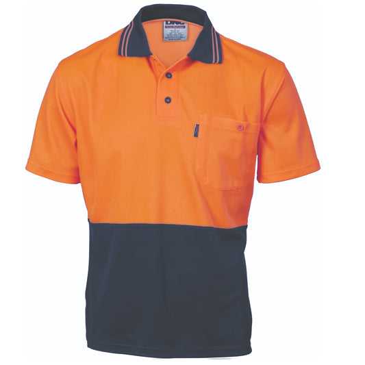 DNC HiVis 2-Tone Cotton Back Fluoro Short Sleeve Polo - 3814 - DNC Workwear Shop