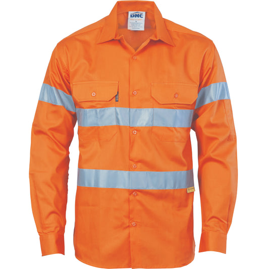 DNC Taped HiVis Long Sleeve Drill Shirt - 3835 - DNC Workwear Shop