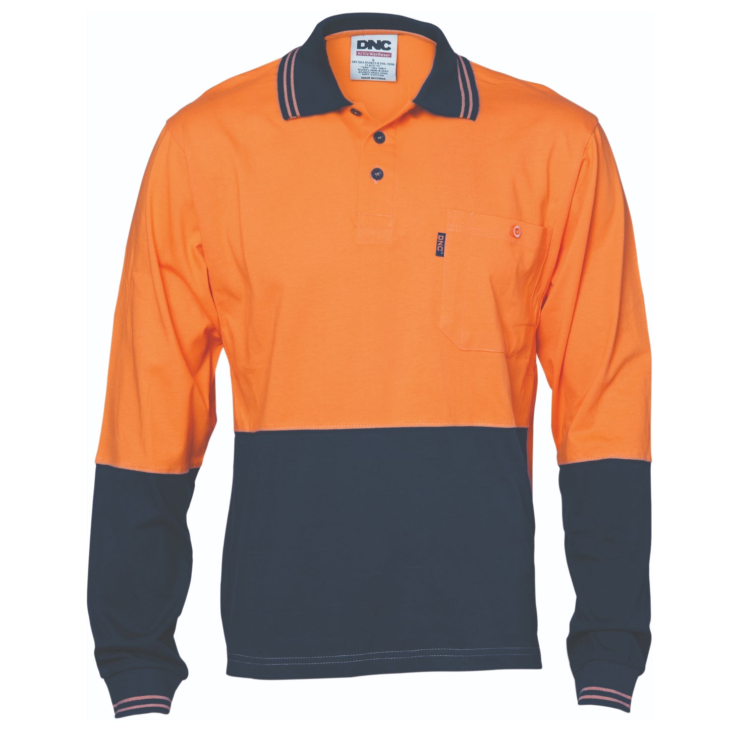 DNC HiVis Cotton Jersey Long Sleeve Polo- 3846 - DNC Workwear Shop