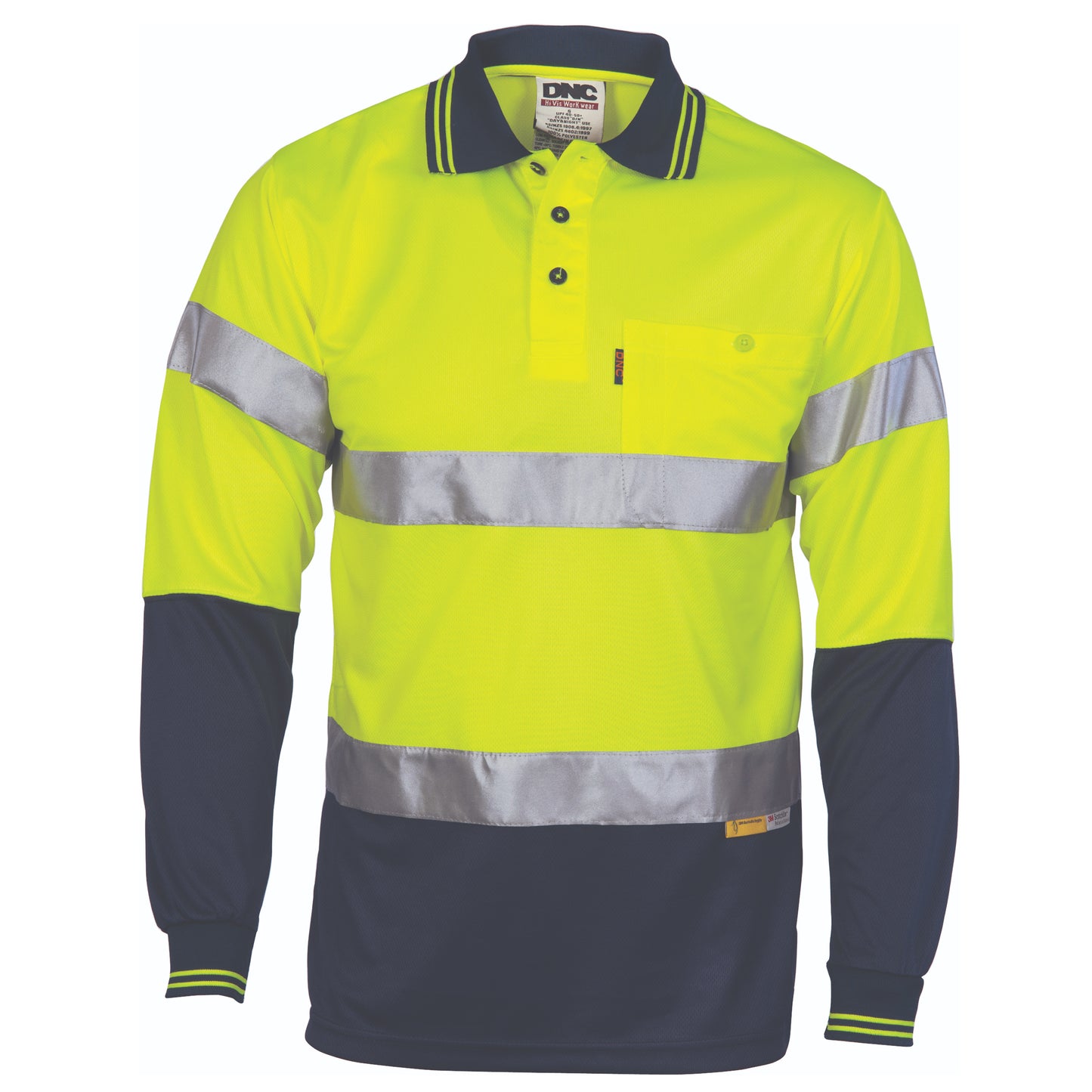 DNC Taped HiVis Micromesh Long Sleeve Polo - 3913 - DNC Workwear Shop