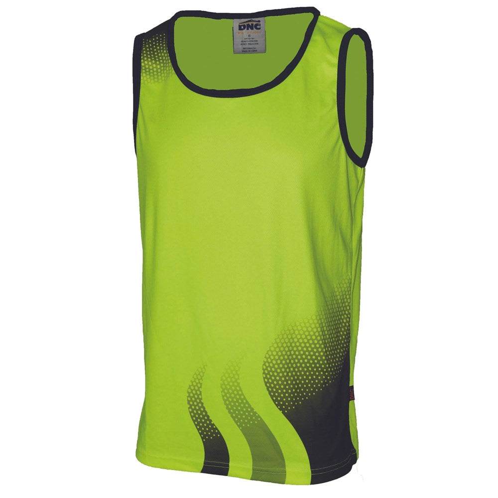 DNC Hivis Sublimated Wave Singlet - 3561 - DNC Workwear Shop