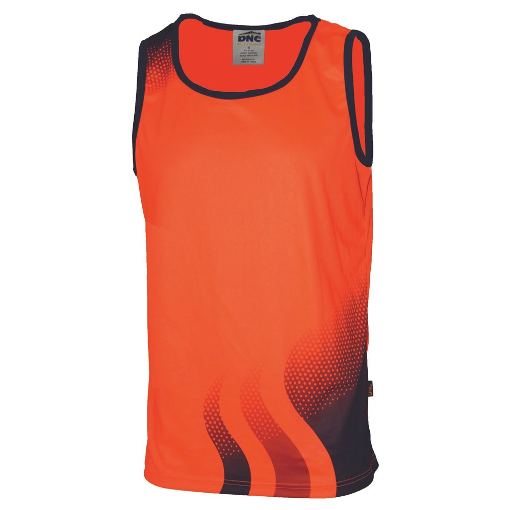 DNC Hivis Sublimated Wave Singlet - 3561 - DNC Workwear Shop