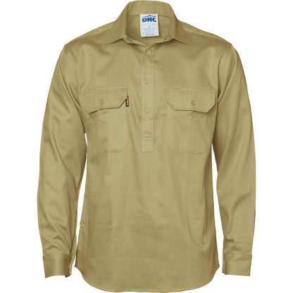 DNC Close Front Long Sleeve Cotton Drill Shirt - 3204 - DNC Workwear Shop