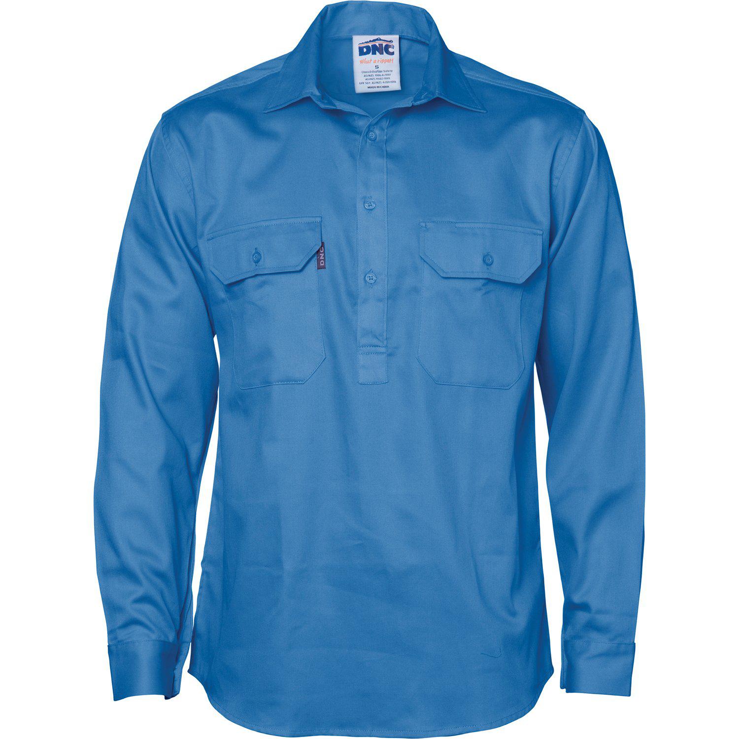 DNC Close Front Long Sleeve Cotton Drill Shirt - 3204 - DNC Workwear Shop