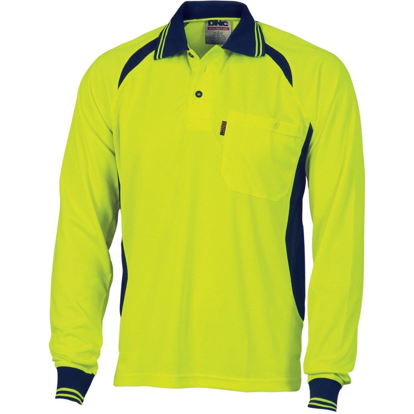 DNC Cool-Breeze Contrast Mesh Long Sleeve Polo - 3902 - DNC Workwear Shop