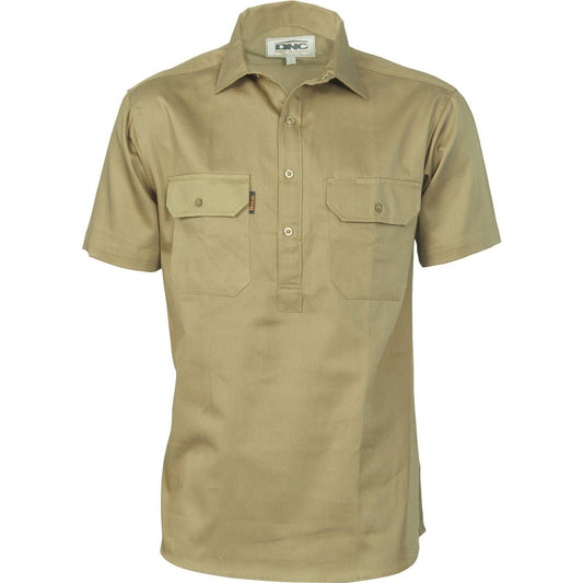 DNC Cotton Drill Closed Front Short Sleeve Work Shirt - 3203 - DNC Workwear Shop