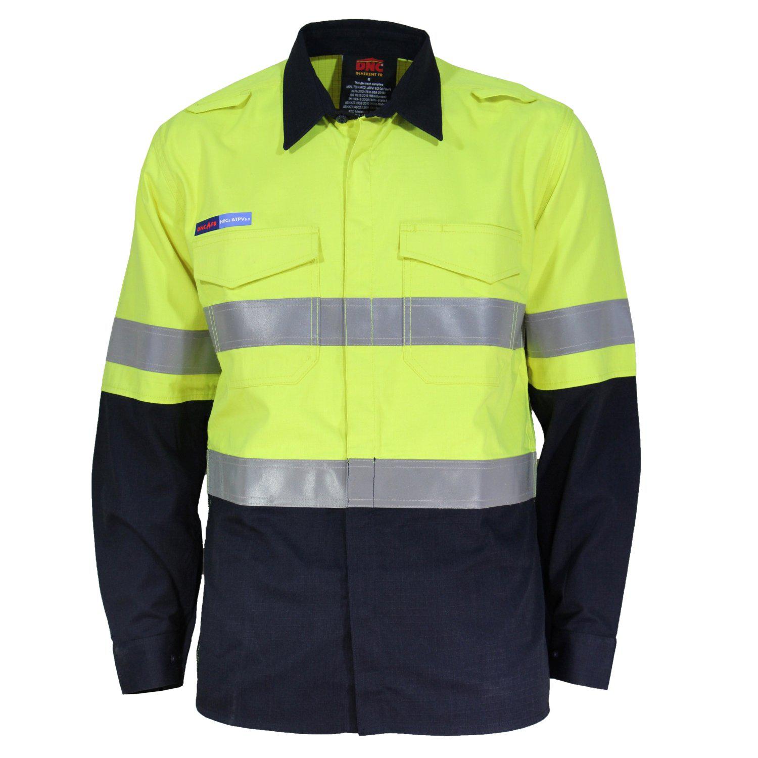 DNC Flame Retardant & Arc HRC2 Taped 2-Tone Middle Weight Long Sleeve Shirt - 3455 - DNC Workwear Shop