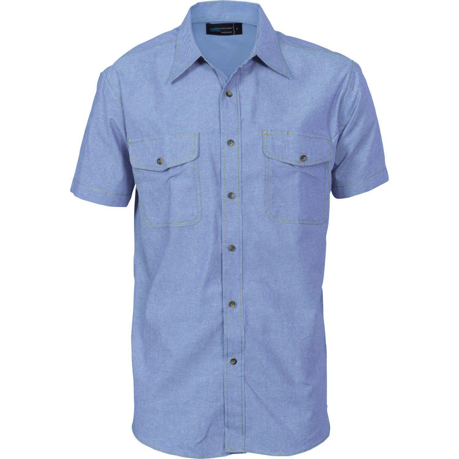 DNC Flap Pocket Chambray Short Sleeve Shirt - 4103 - DNC Workwear Shop