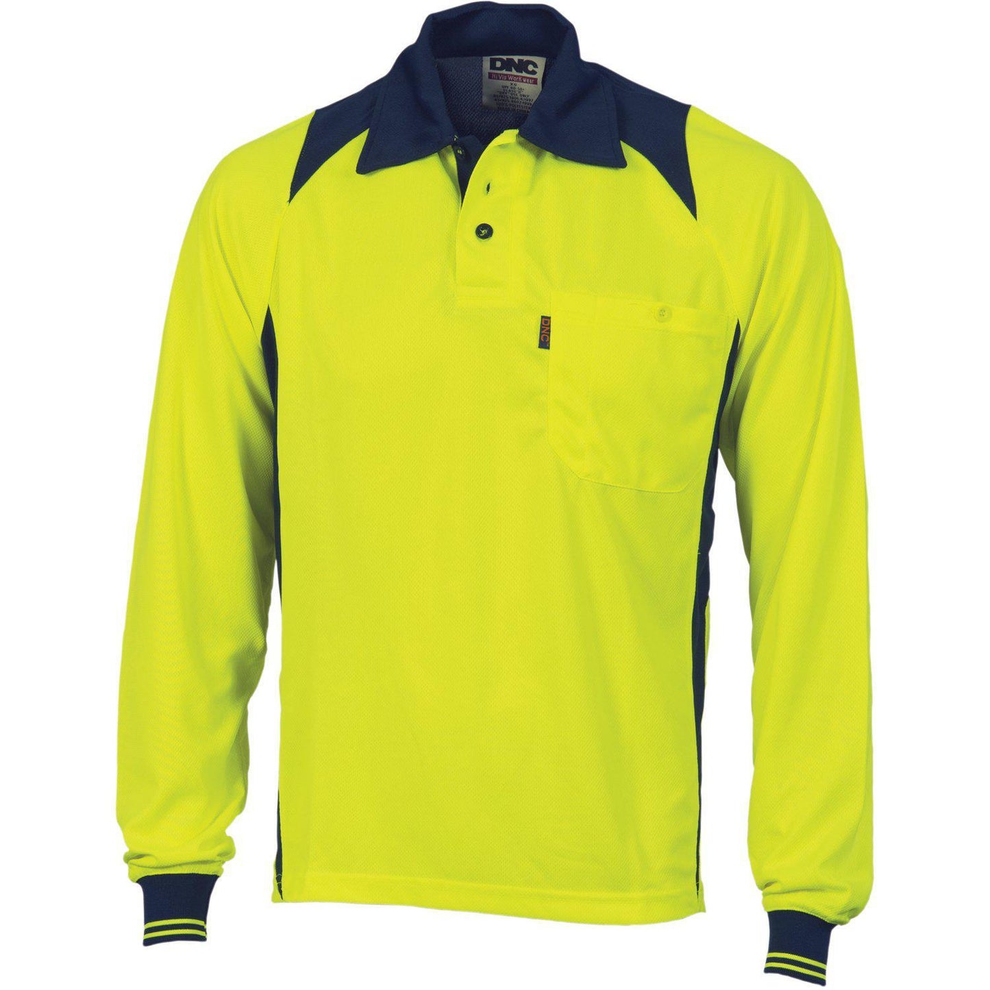 DNC HiVis 2-Tone Action Long Sleeve Polo - 3894 - DNC Workwear Shop