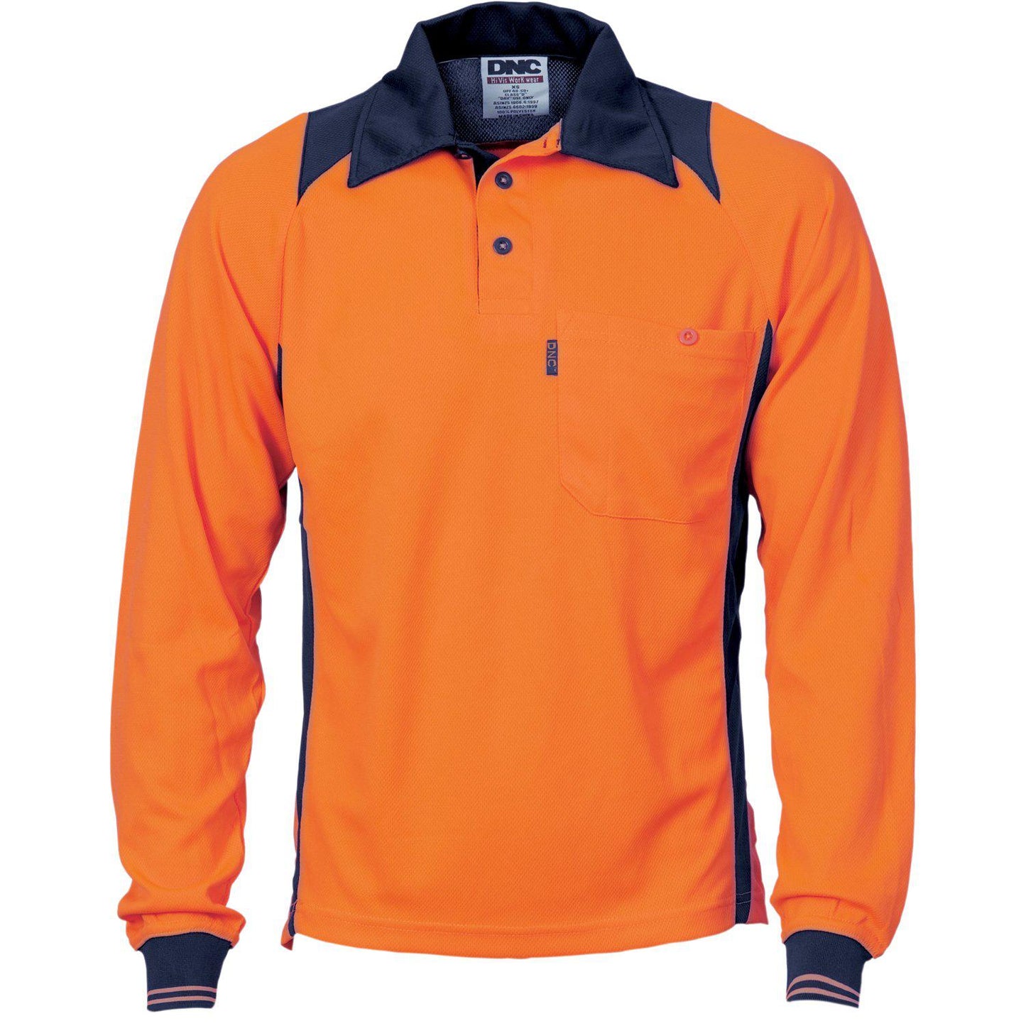 DNC HiVis 2-Tone Action Long Sleeve Polo - 3894 - DNC Workwear Shop