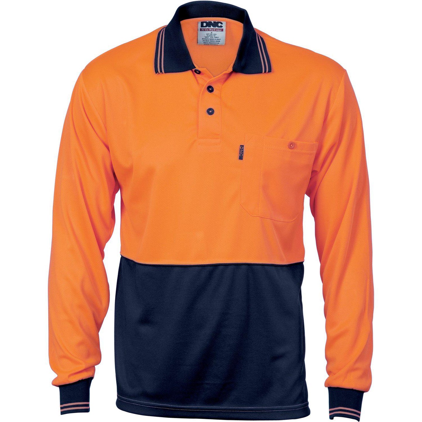 DNC HiVis 2-Tone Cool-Breathe Long Sleeve Polo - 3813 - DNC Workwear Shop