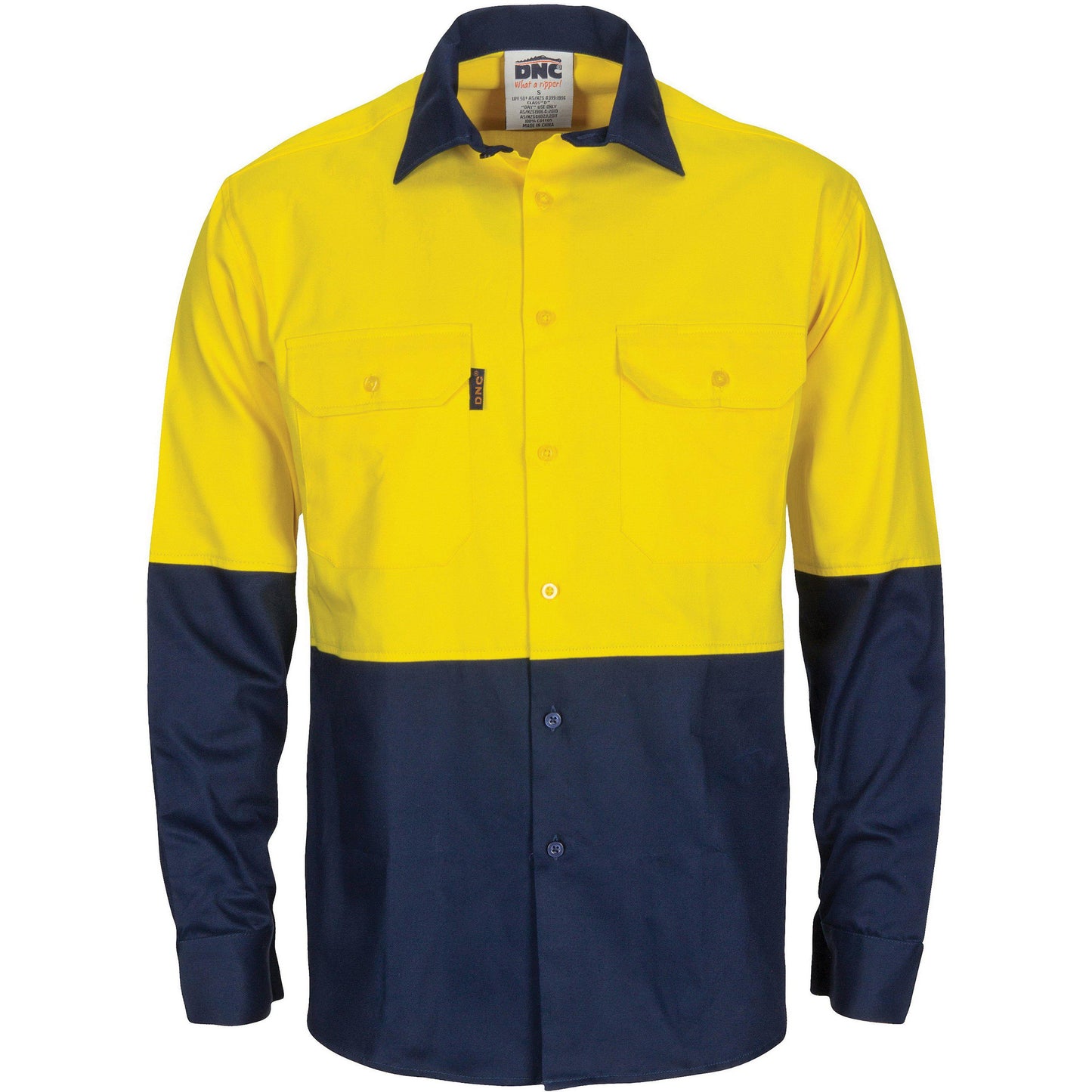 DNC HiVis 2-Tone Cool-Breeze Regular Weight Gusset Long Sleeve Cotton Shirt - 3781 - DNC Workwear Shop