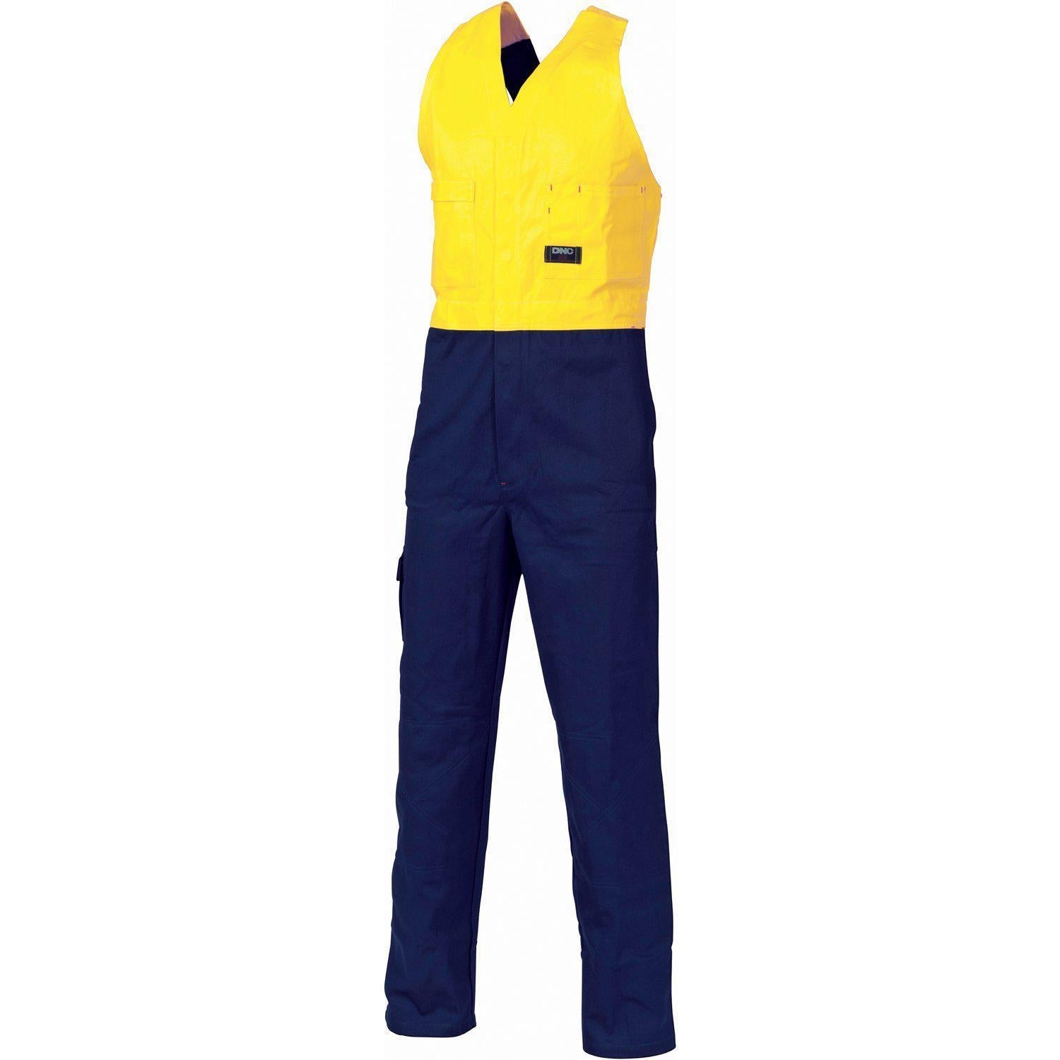 DNC HiVis 2-Tone Cotton Action Back Overalls - 3853 - DNC Workwear Shop