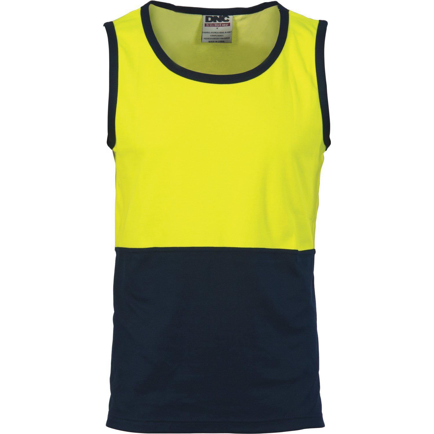 DNC HiVis 2-Tone Cotton Back Singlet - 3841 - DNC Workwear Shop