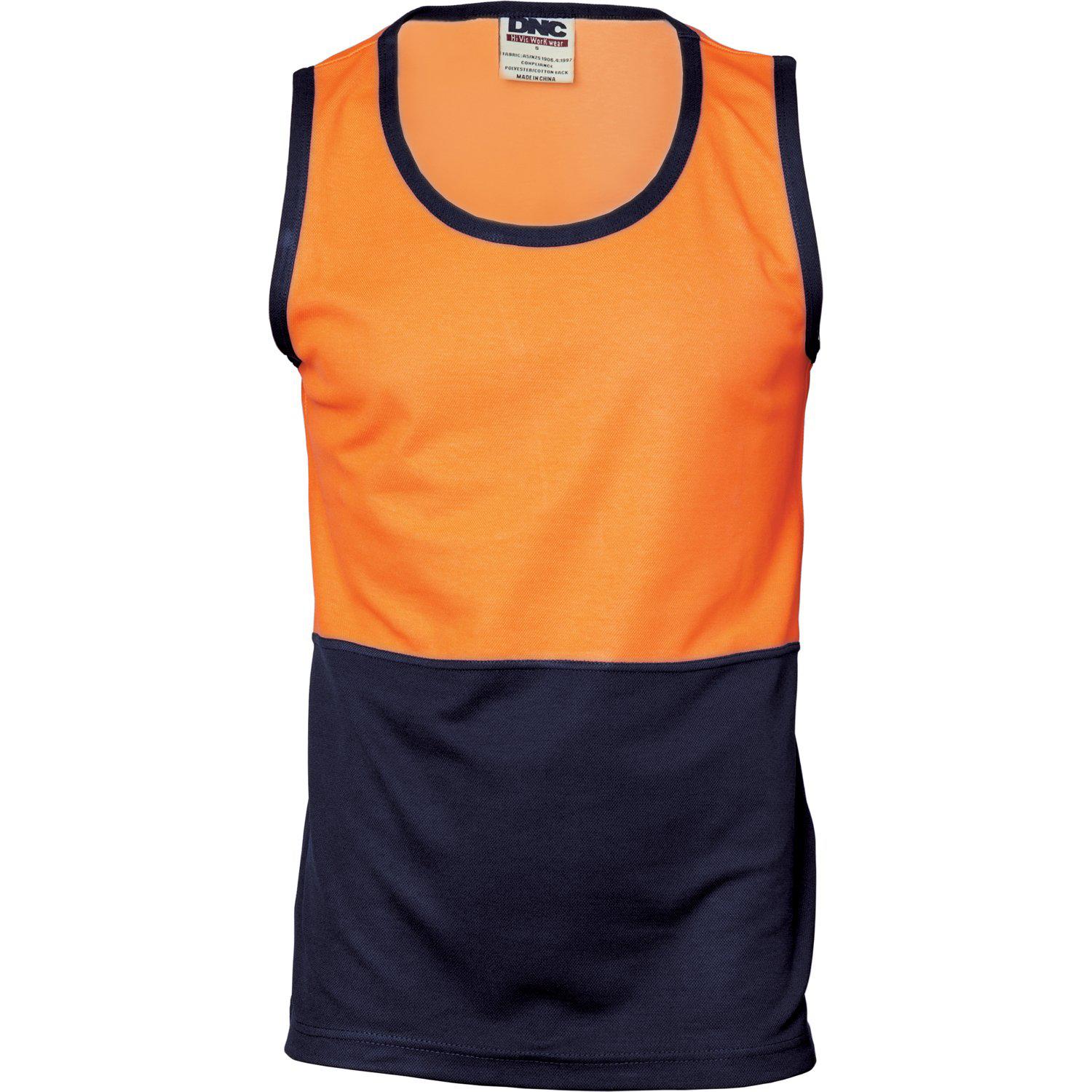 DNC HiVis 2-Tone Cotton Back Singlet - 3841 - DNC Workwear Shop