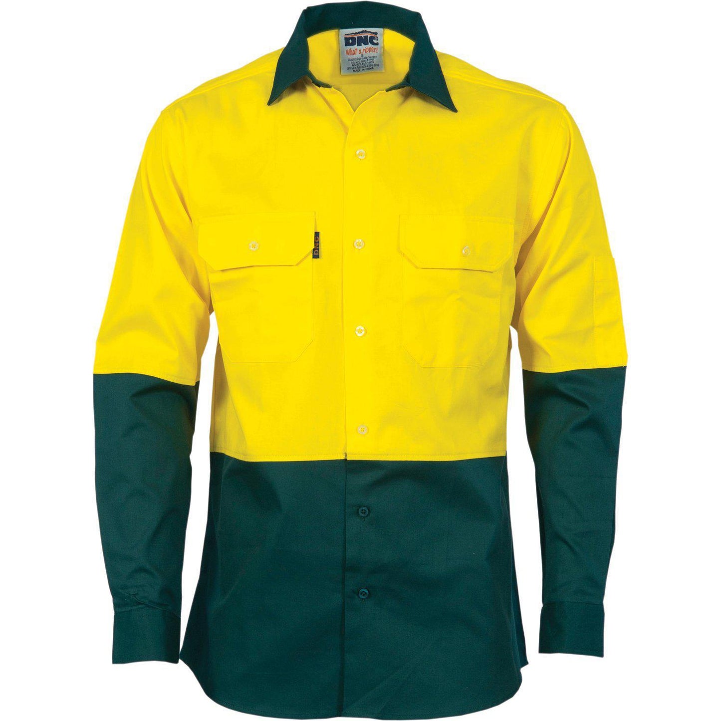 DNC HiVis 2-Tone Cotton Drill Long Sleeve Shirt - 3832 - DNC Workwear Shop