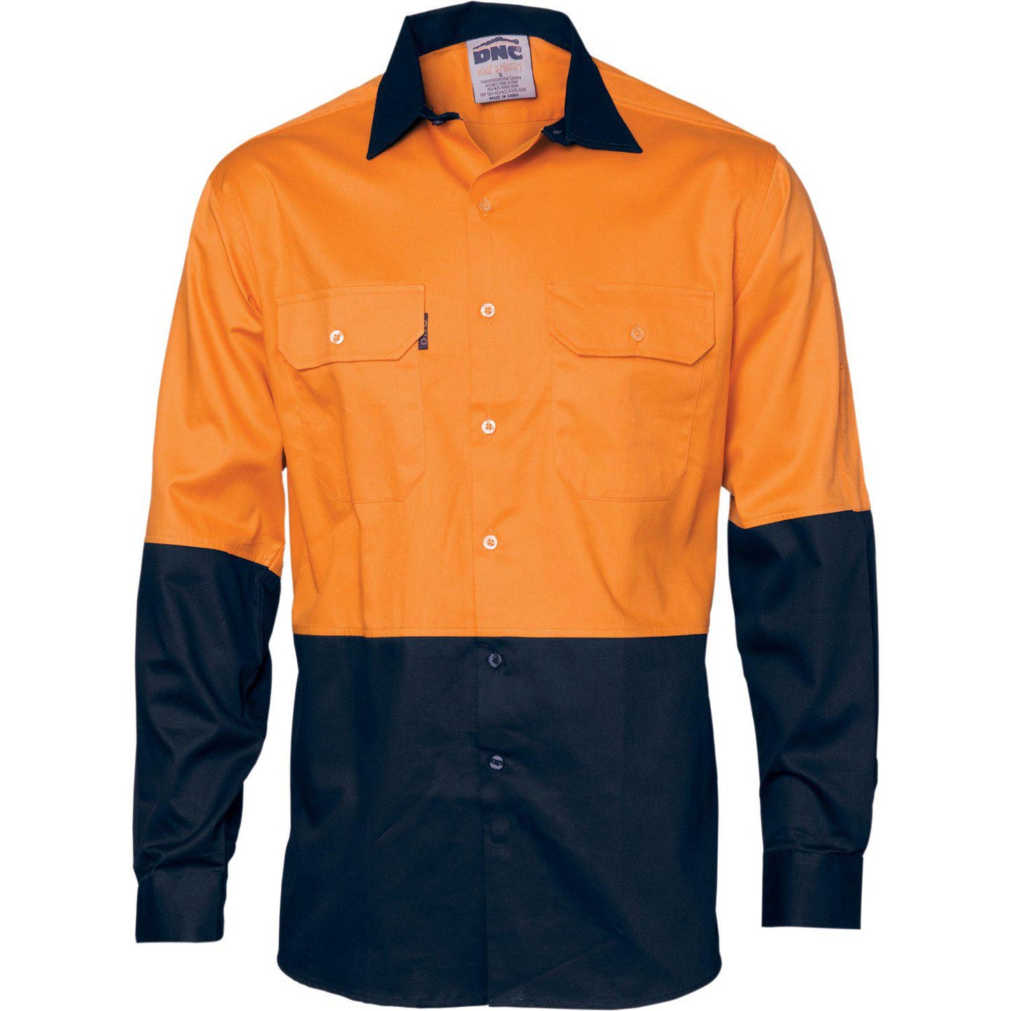 DNC HiVis 2-Tone Cotton Drill Long Sleeve Shirt - 3832 - DNC Workwear Shop