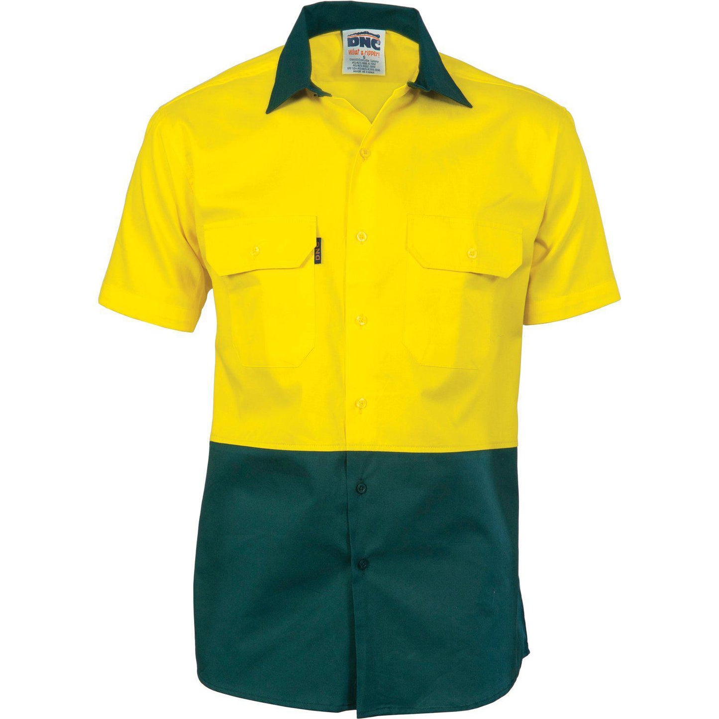 DNC HiVis 2-Tone Cotton Drill Short Sleeve Shirt - 3831 - DNC Workwear Shop