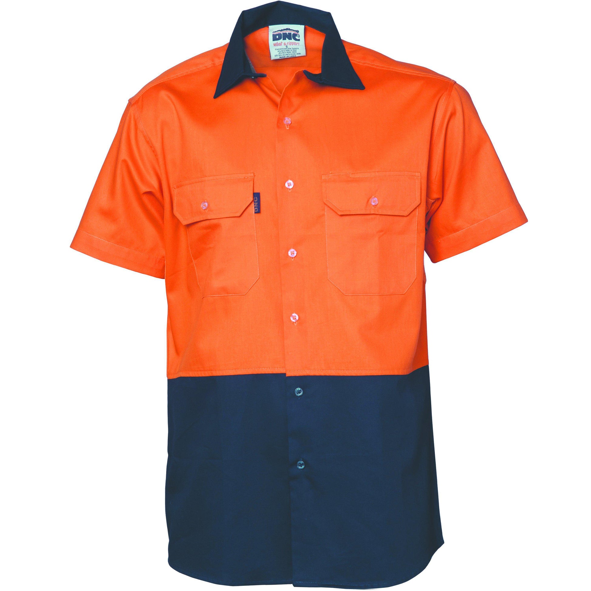 DNC HiVis 2-Tone Cotton Drill Short Sleeve Shirt - 3831 - DNC Workwear Shop