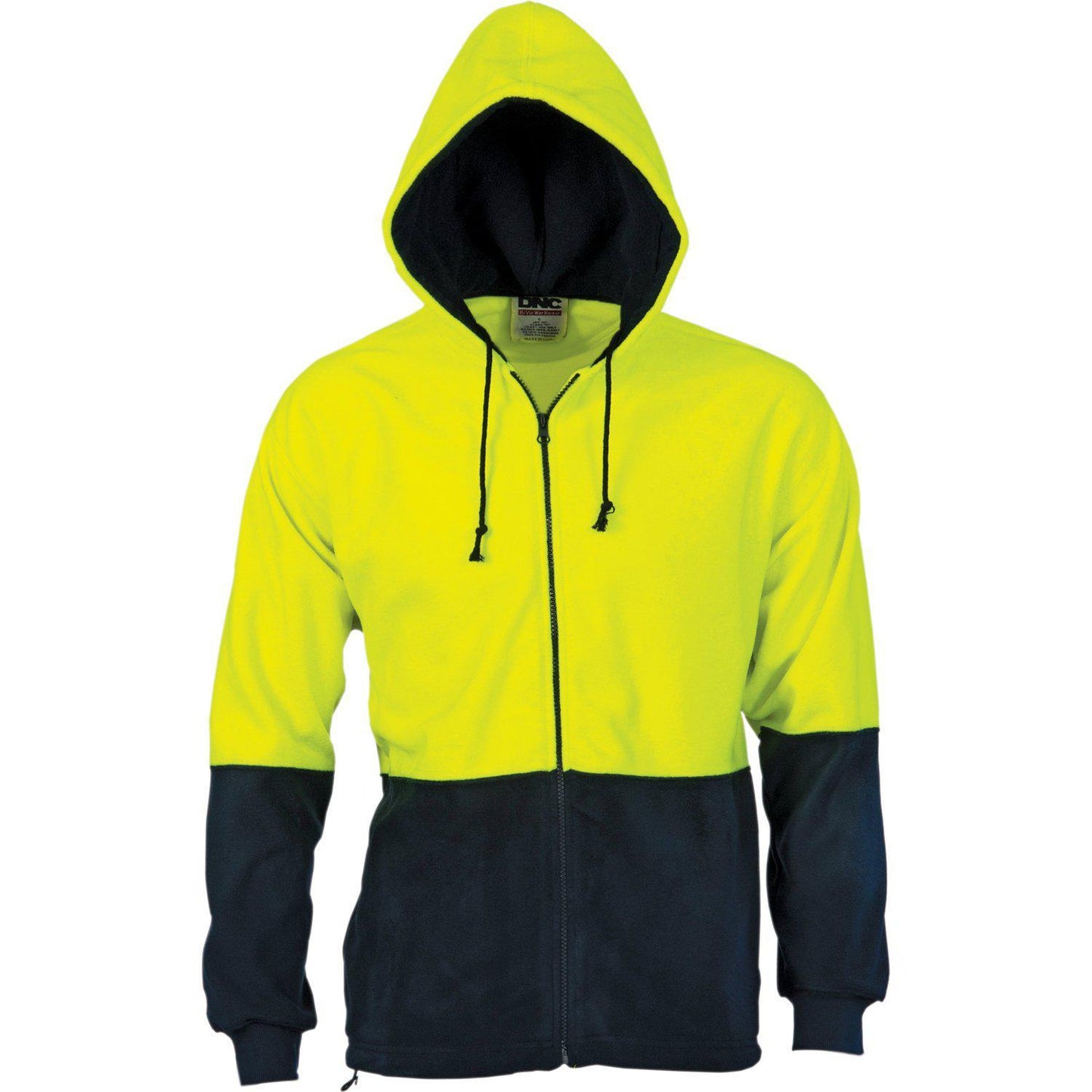 DNC HiVis 2-Tone Full Zip Polar Fleece Hoodie - 3927 - DNC Workwear Shop