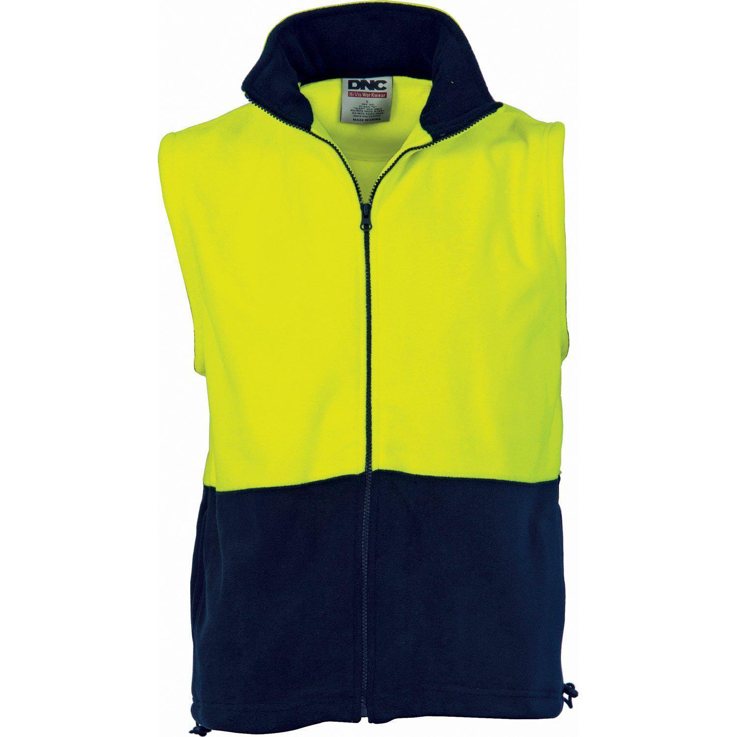 DNC HiVis 2-Tone Full Zip Polar Fleece Vest - 3828 - DNC Workwear Shop