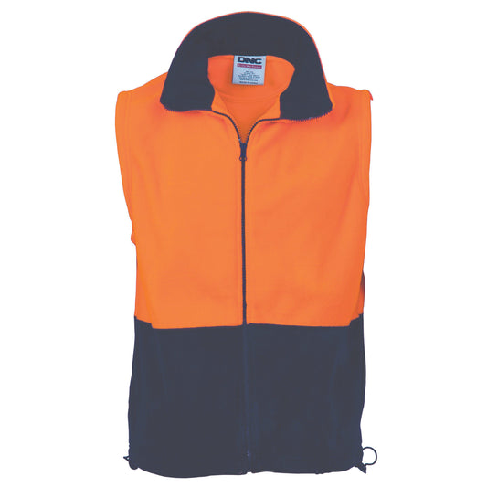 DNC HiVis 2-Tone Full Zip Polar Fleece Vest - 3828 - DNC Workwear Shop