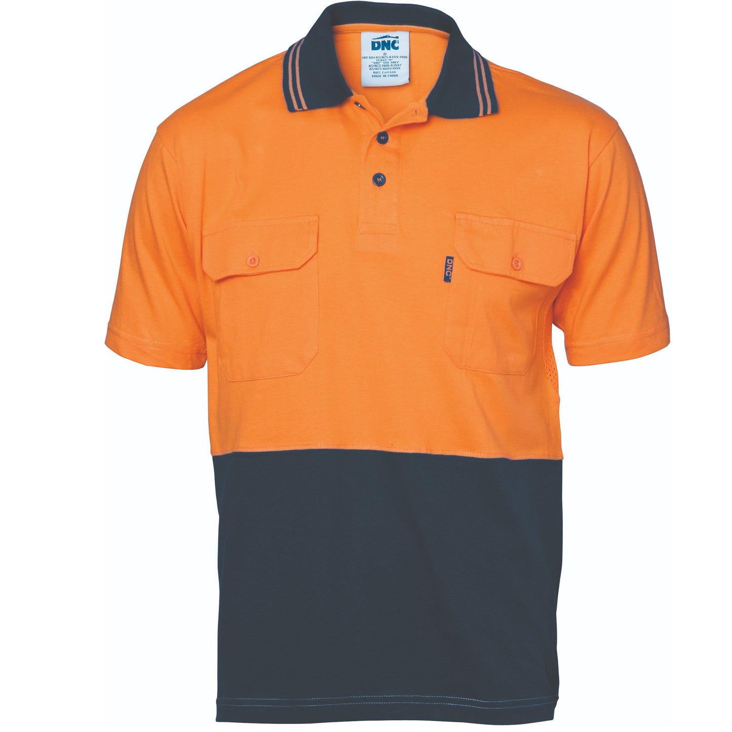 DNC HiVis 2-Tone Jersey Twin Pocket Short Sleeve Cotton Polo - 3943 - DNC Workwear Shop