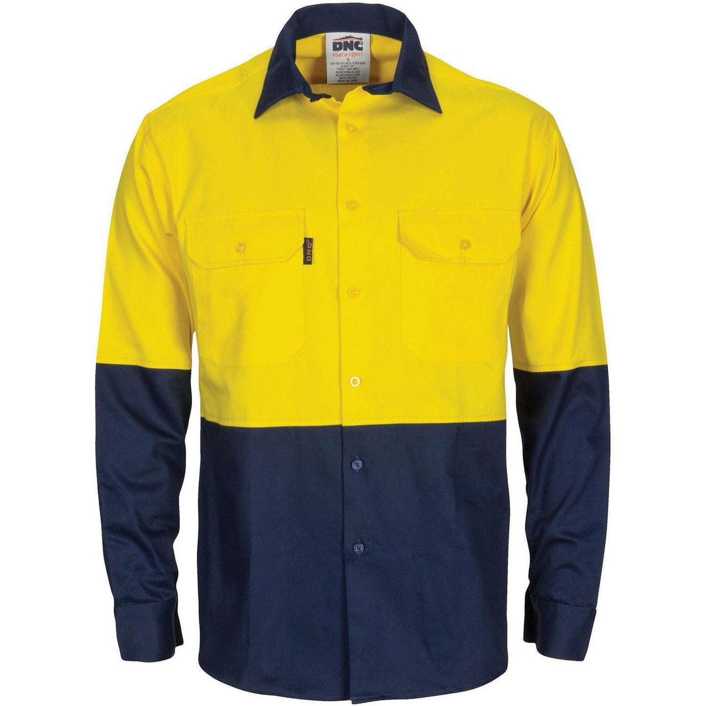 DNC HiVis 2-Tone Light Weight Cool-Breeze Long Sleeve Cotton Shirt With Gusset Sleeves - 3733 - DNC Workwear Shop