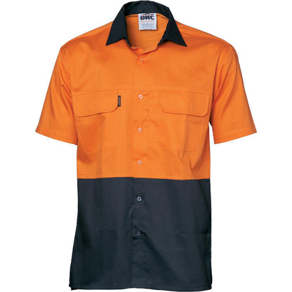 DNC HiVis 3-Way Cool-Breeze Short Sleeve Cotton Shirt - 3937 - DNC Workwear Shop