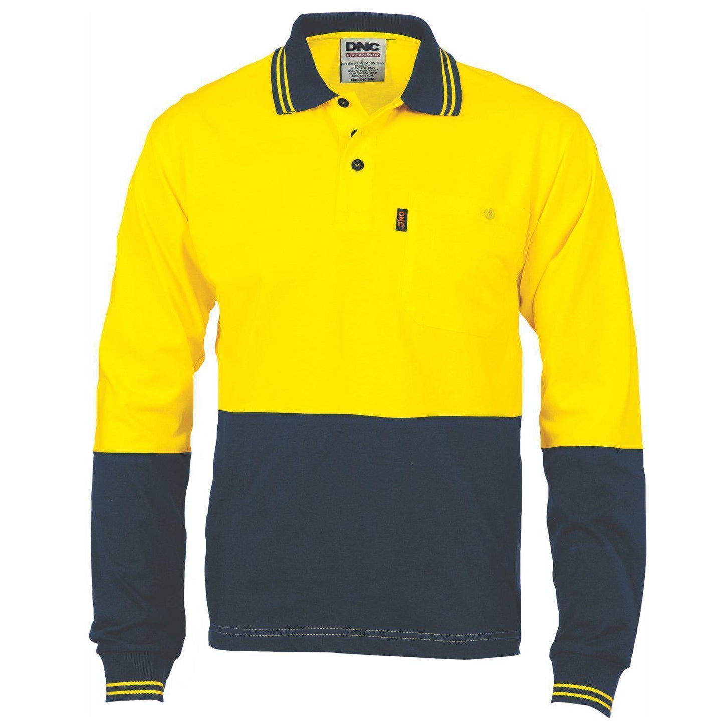 DNC HiVis Cotton Jersey Long Sleeve Polo- 3846 - DNC Workwear Shop