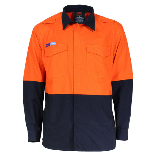 DNC HiVis Flame Retardant & Arc HRC1 2-Tone Lightweight Long Sleeve Shirt - 3441 - DNC Workwear Shop